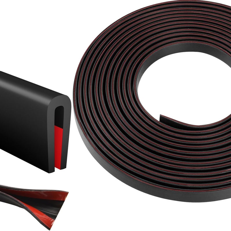 Pettyelf Silicone Edge Trim Self-Adhesive U Channel Silicone Edge Trim Edge Protector for Sheet Metal (Black, Fit 3/32" - L 10') - Image 1